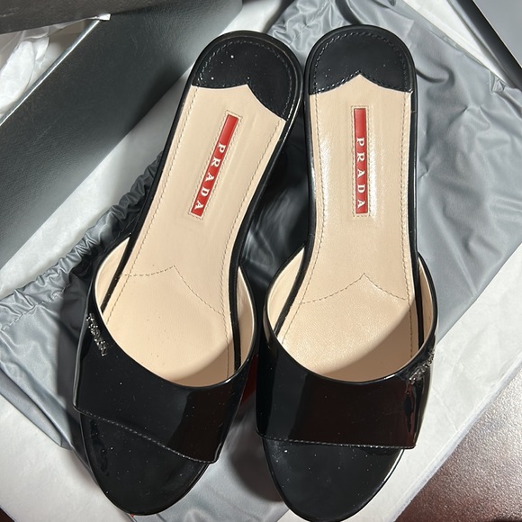 Prada Black Patent Leather Platform Sandals - Picture 5 of 16